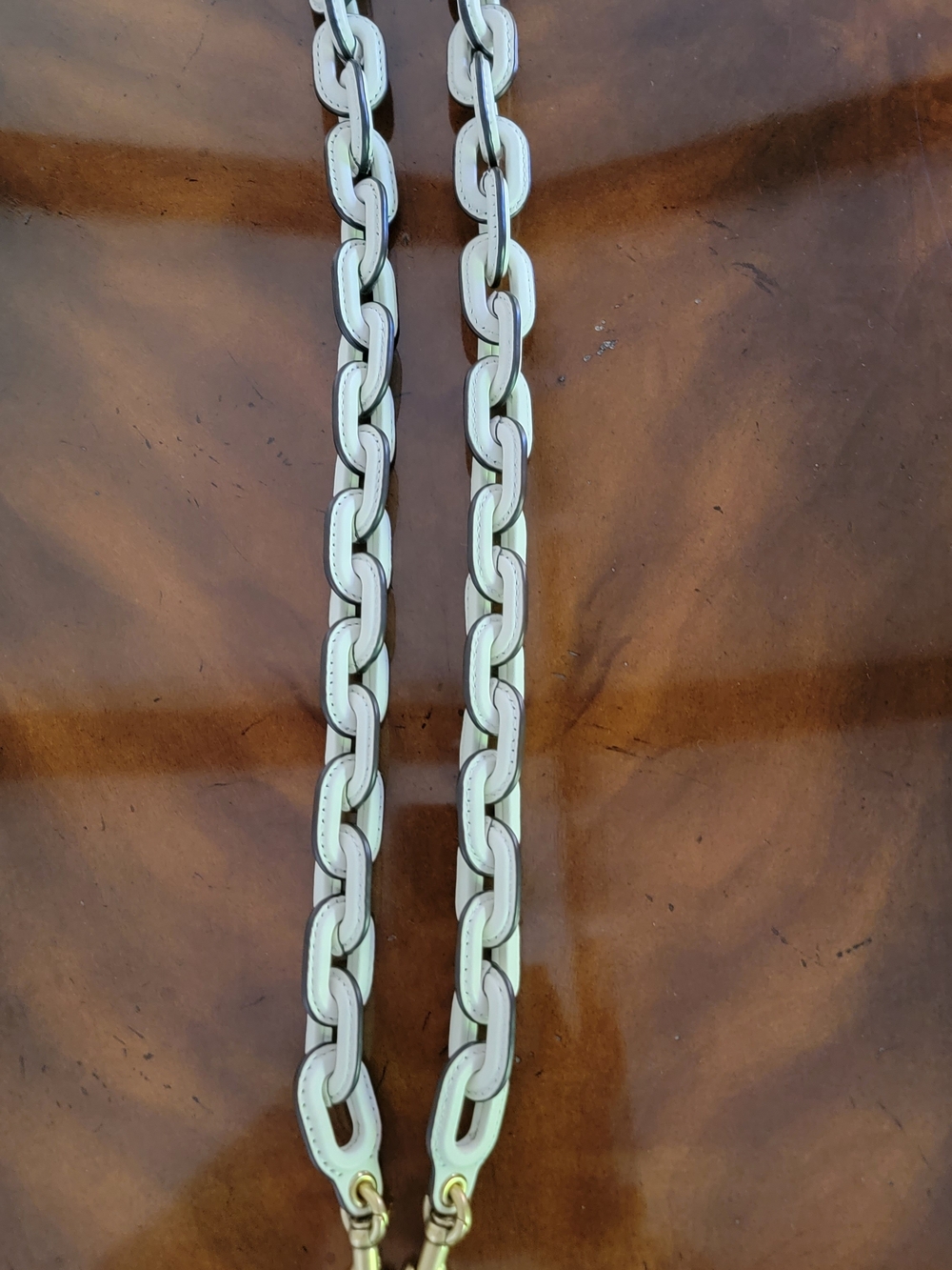 Coach Leather Chain Strap In Ivory/Black